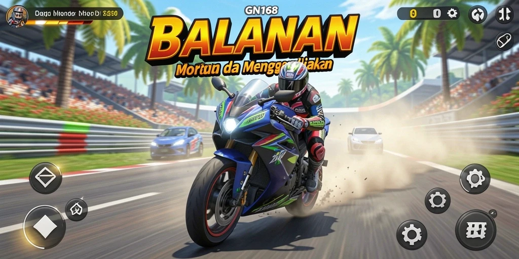 Tampilan gameplay GN168 yang mendebarkan dan penuh aksi balapan motor.