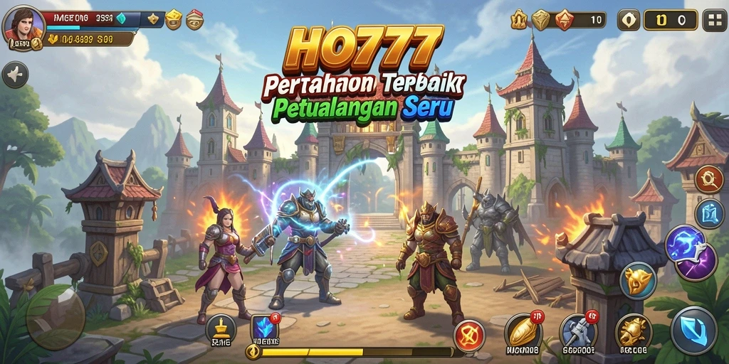 Screenshot menunjukkan aksi seru dalam game Tower Defense HO777.