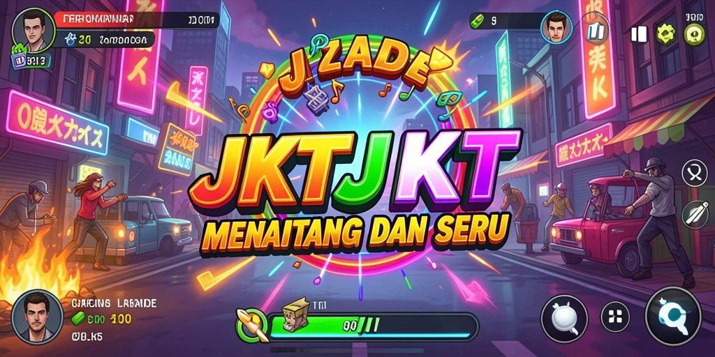 Screenshot gameplay JKTJKT menampilkan aksi menegangkan dan penuh warna.