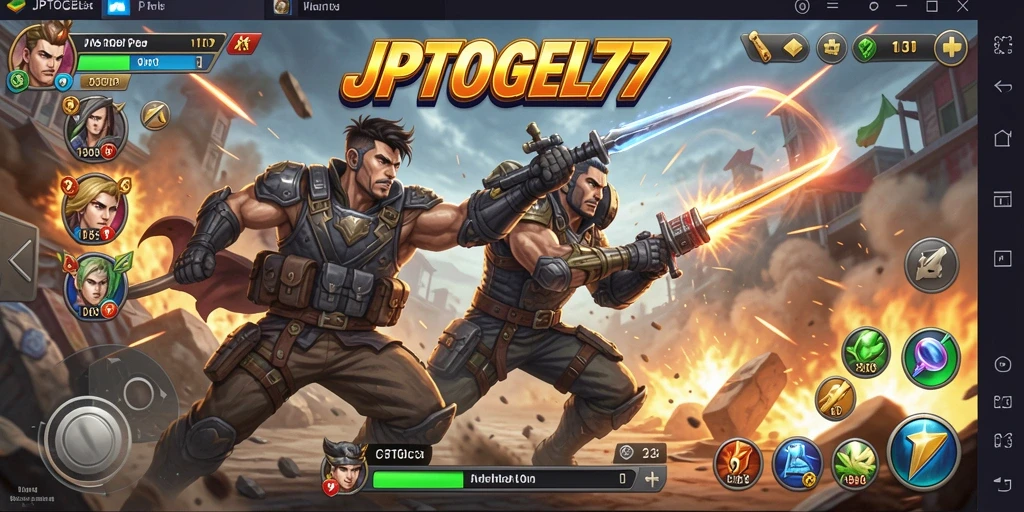 Tampilan mendebarkan dari gameplay JPTOGEL77 saat bertarung melawan musuh.