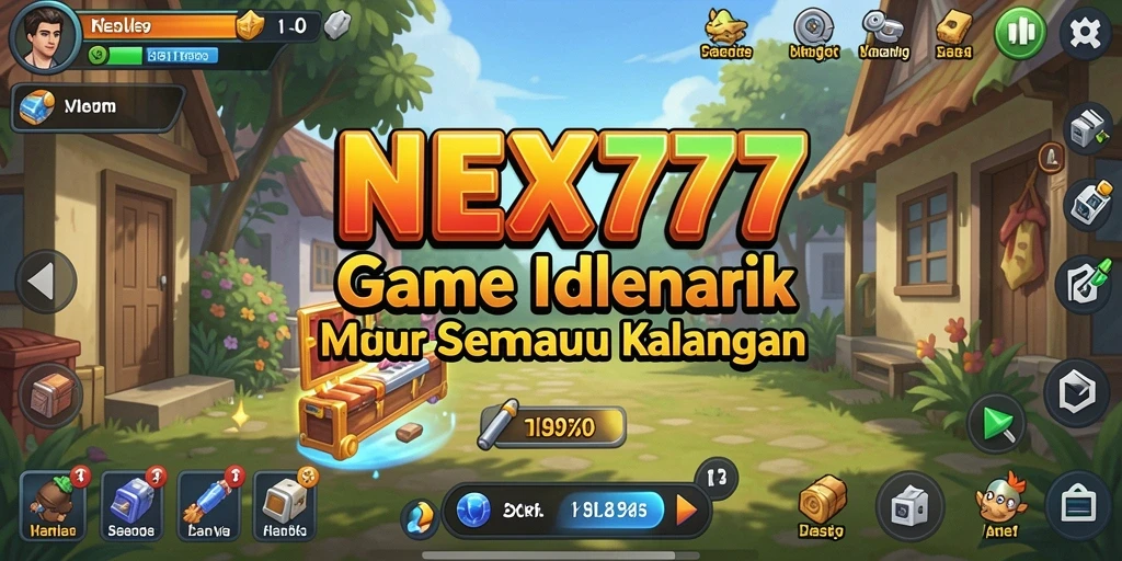 Tangkapan layar gameplay NEX777 yang menunjukkan kemajuan otomatis dalam game Idle.