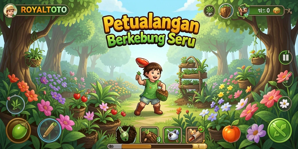 Tampilan gameplay ROYALTOTO yang menampilkan lahan pertanian yang subur dan penuh aktivitas.