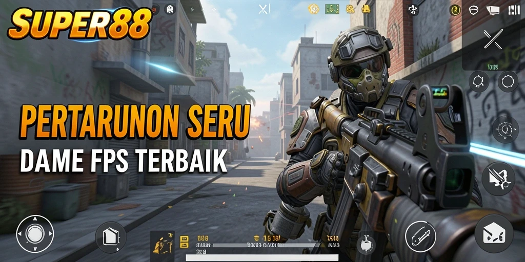 Tampilan gameplay SUPER88 dengan aksi tembak-menembak yang seru.
