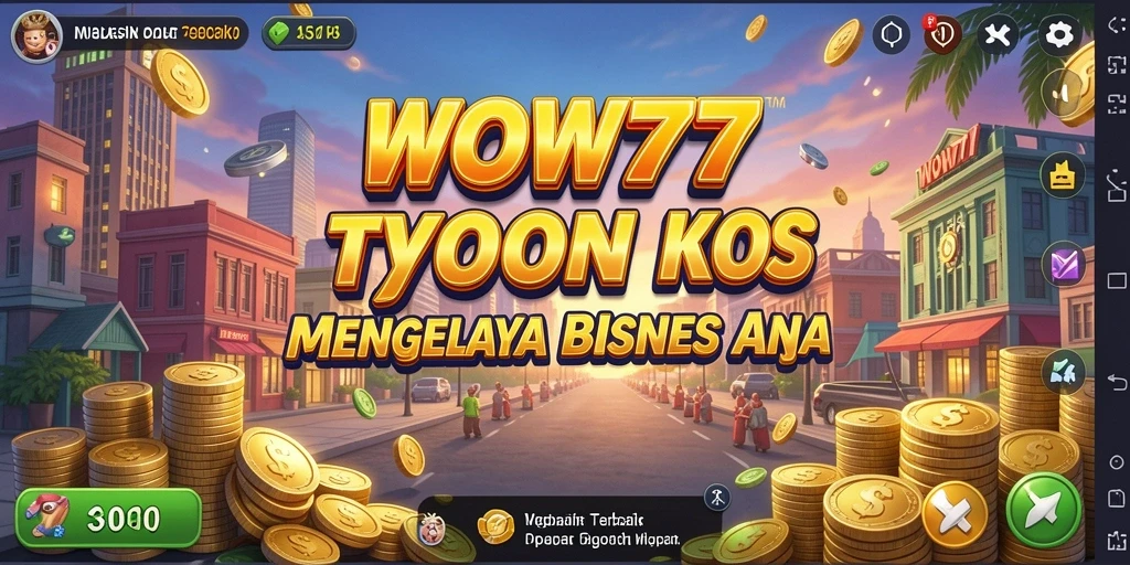 Tangkapan layar gameplay WOW77 menampilkan dinamika manajemen bisnis.